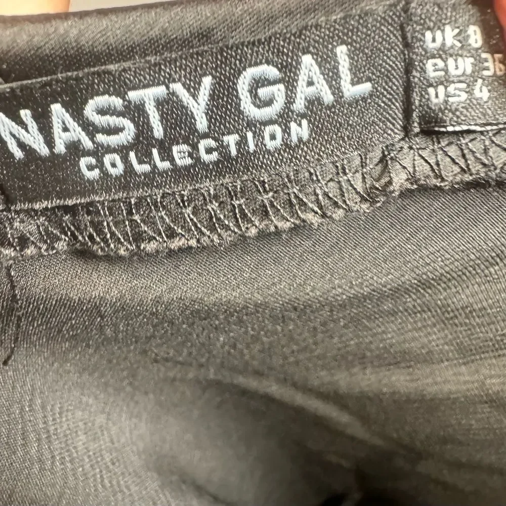 Nasty Gal black satin one shoulder jumpsuit size 4